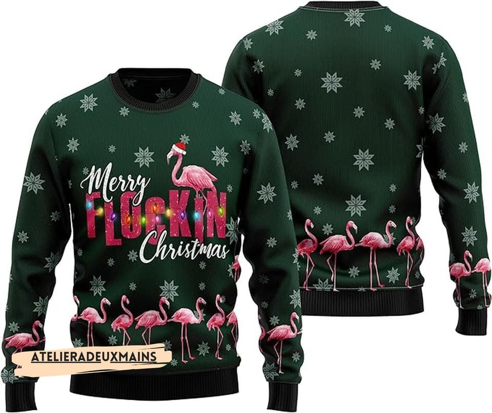 Flamingo Ugly Christmas Sweater, Ugly Christmas Sweater