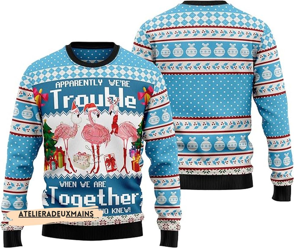 Flamingo Ugly Christmas Sweater, Ugly Christmas Sweater, Flamingo Xmas Sweater