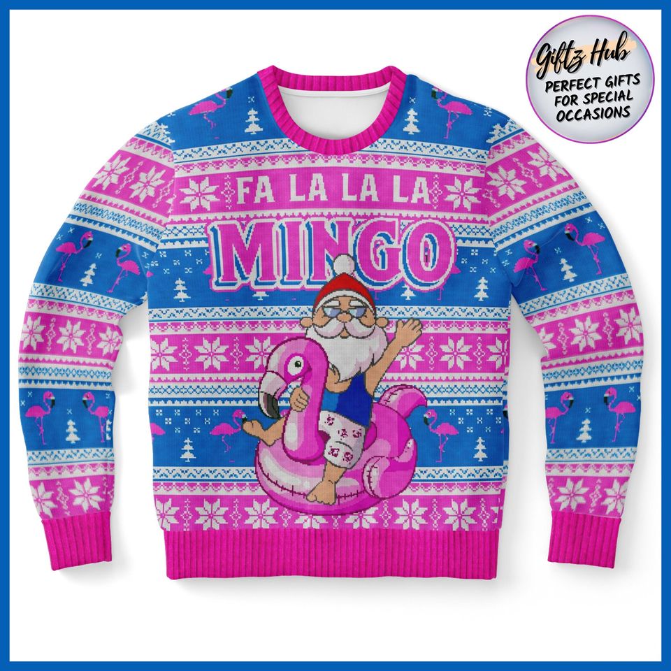 Flamingo xmas santa sweatshirt, bird 3D Sweater