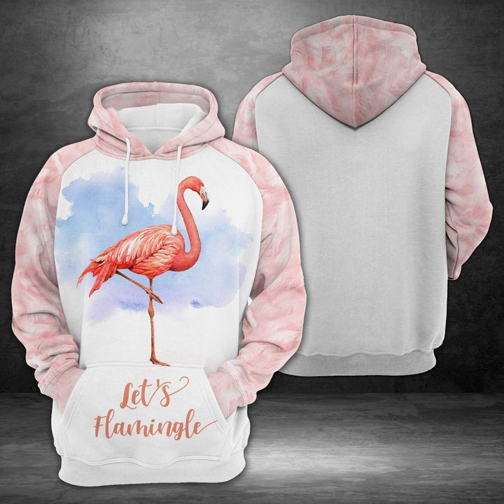 Flamingos In Tropical Bouquet 3D All Over Print Hoodie, Zip Hoodie
