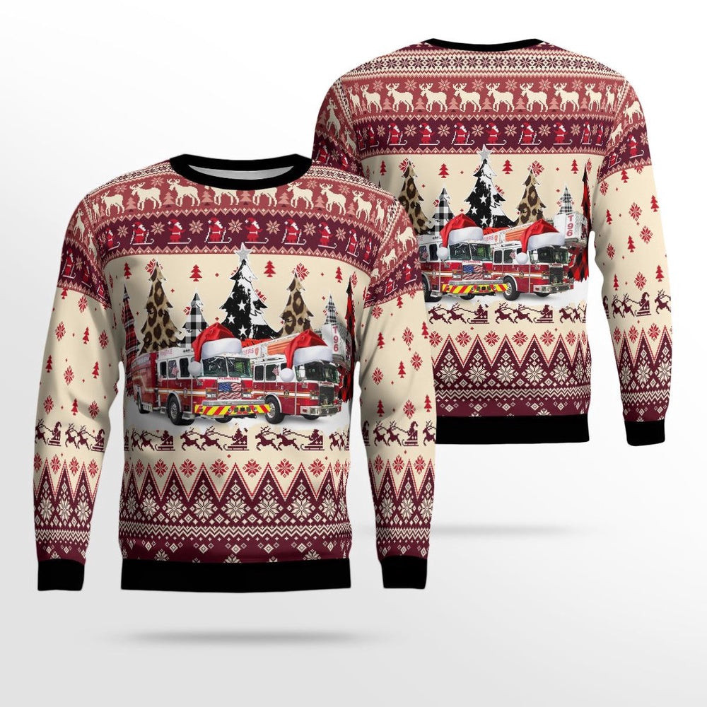 Flanders Fire Co 1 and Rescue Squad Flanders New Jersey Christmas AOP Ugly Sweater Xmas Unisex Sweater Christmas Gifts For Men Women