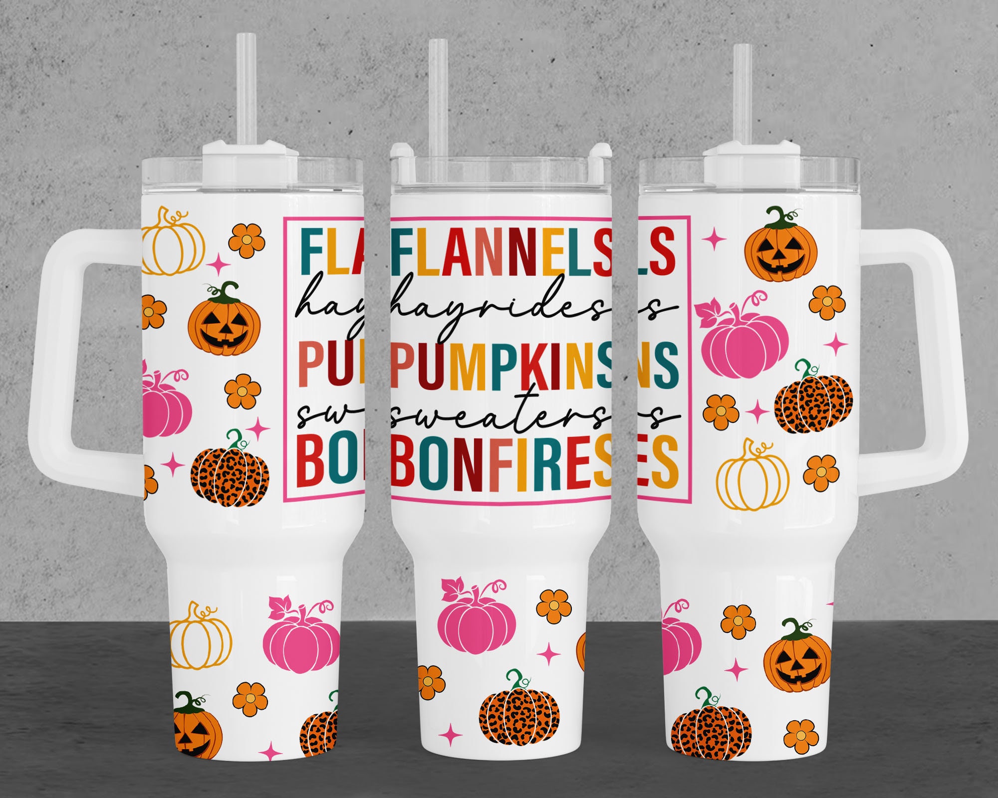 Flannels Pumpkins Bonfires Fall Vibes Custom Stanley Cup 40 oz 30 oz Tumbler With HandleTVC2301962