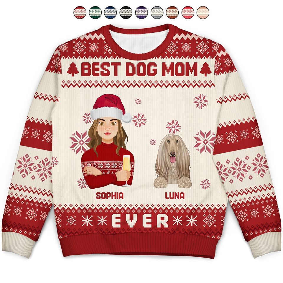 Flat Art Couple Or Single With Pets - Christmas Gift For Pet Lover Ugly Sweater