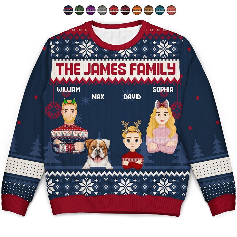 Flat Art Version 2 Semi-real Pet - Personalized Unisex Ugly Sweater