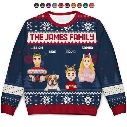 Flat Art Version 2 Semi-real Pet - Personalized Unisex Ugly Sweater - Image 2