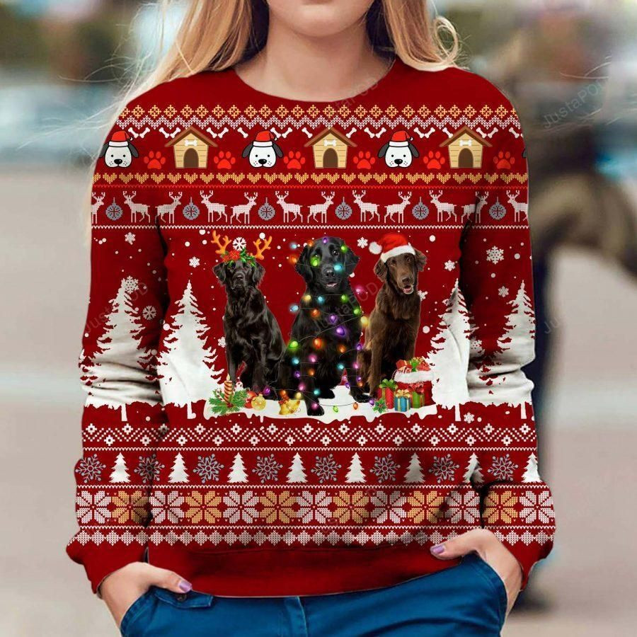 Flat-Coated Retriever Ugly Christmas Sweater Adult 3D Funny Matching for family