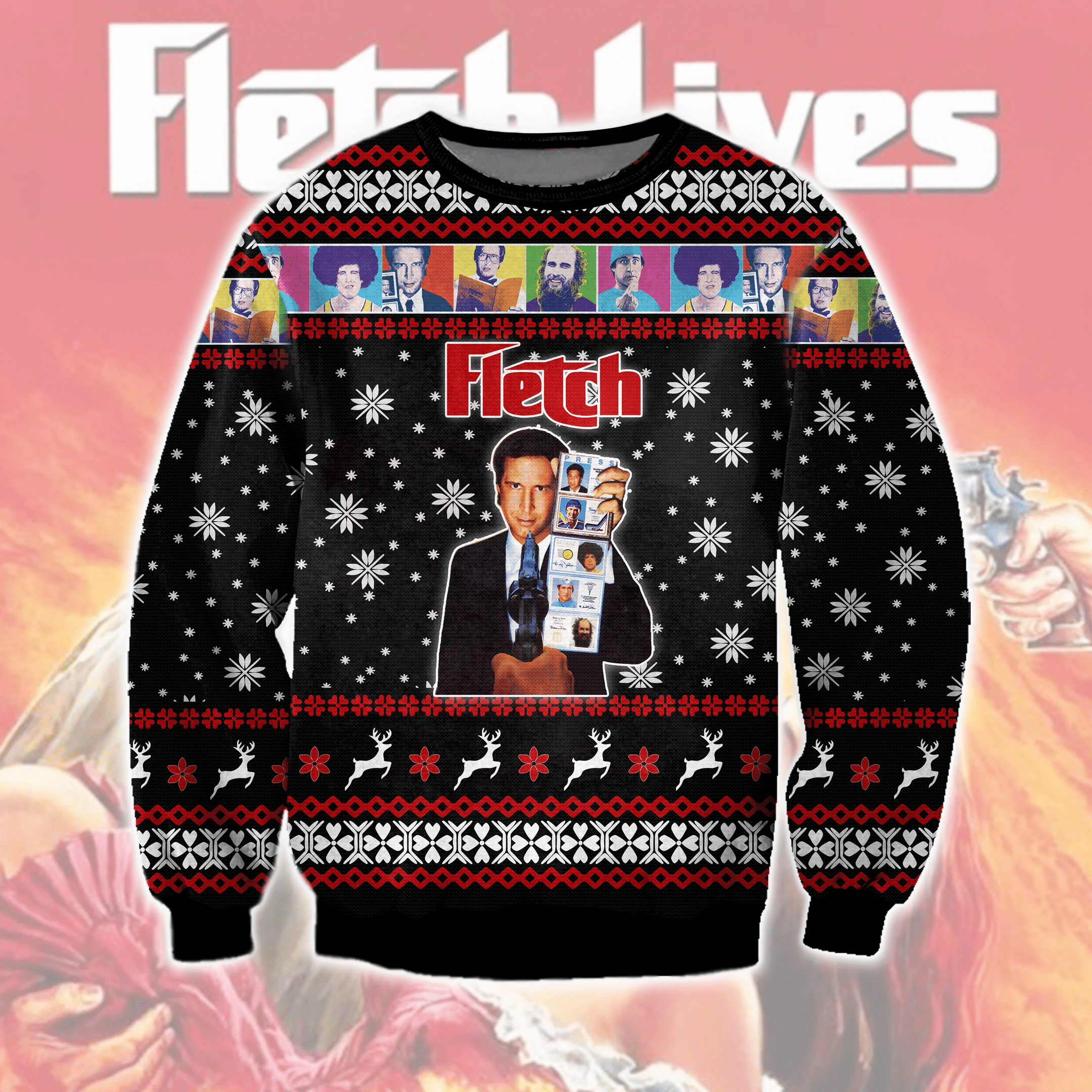 Fletch Ugly Christmas Sweater Adult 3D Funny Matching for family