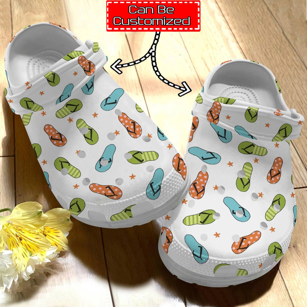 Flip Flops - Personalized Flip Flops Pattern Clog Shoes For Men And Women