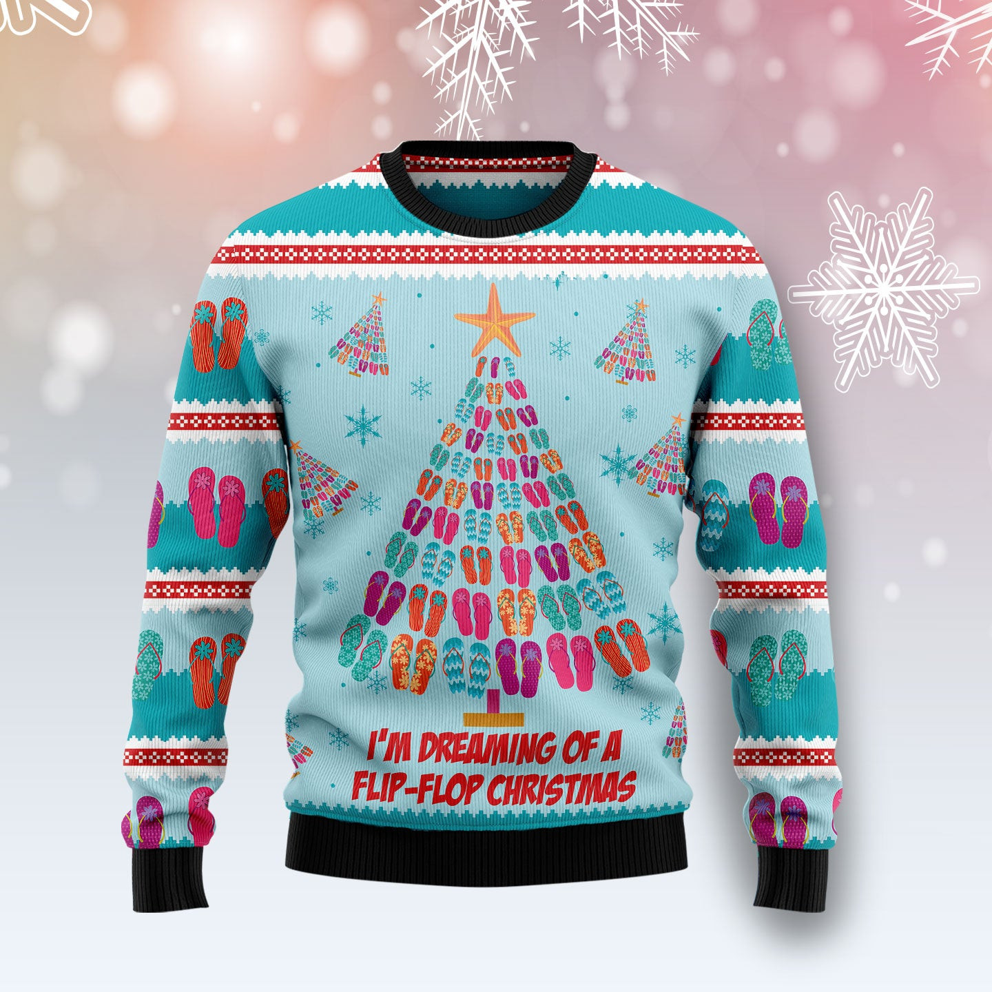 Flipflops Christmas Tree Ugly Christmas Sweater