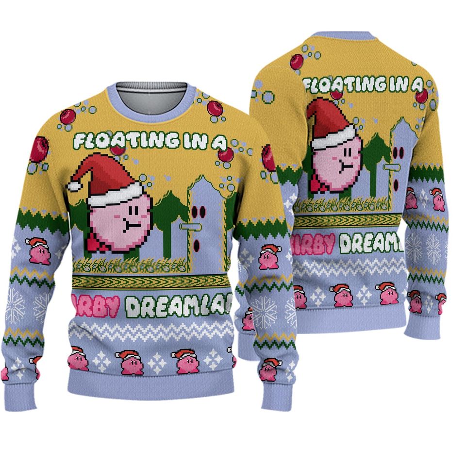 Floating in a Kirby Dreamland Ugly Christmas Sweater
