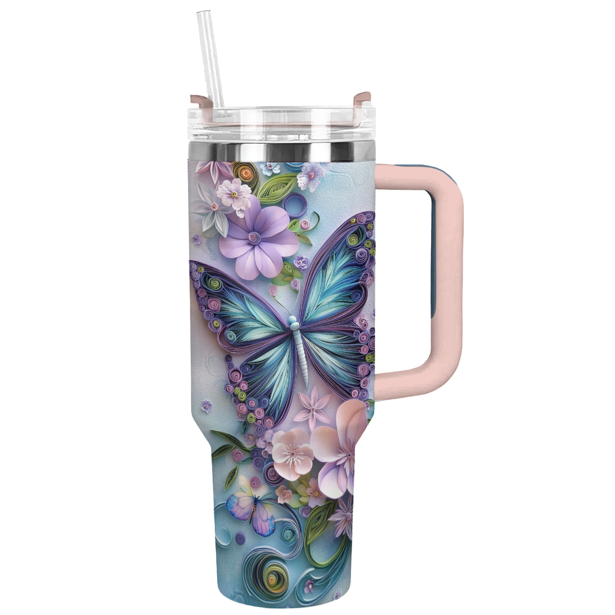 Floral And Butterfly Custom Stanley Cup 40 oz 30 oz Tumbler With HandleTVC2301289