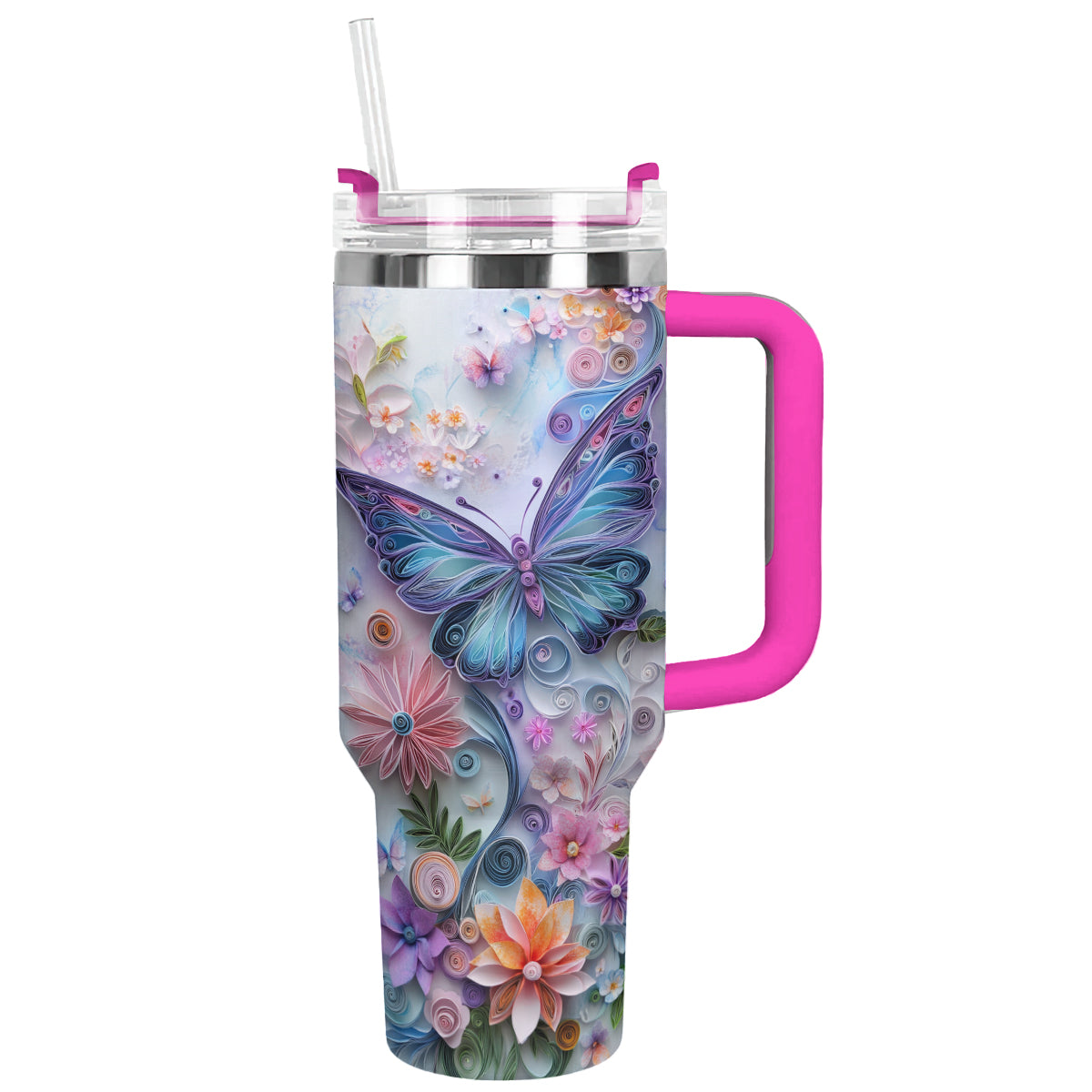 Floral And Butterfly Custom Stanley Cup 40 oz 30 oz Tumbler With HandleTVC2301289