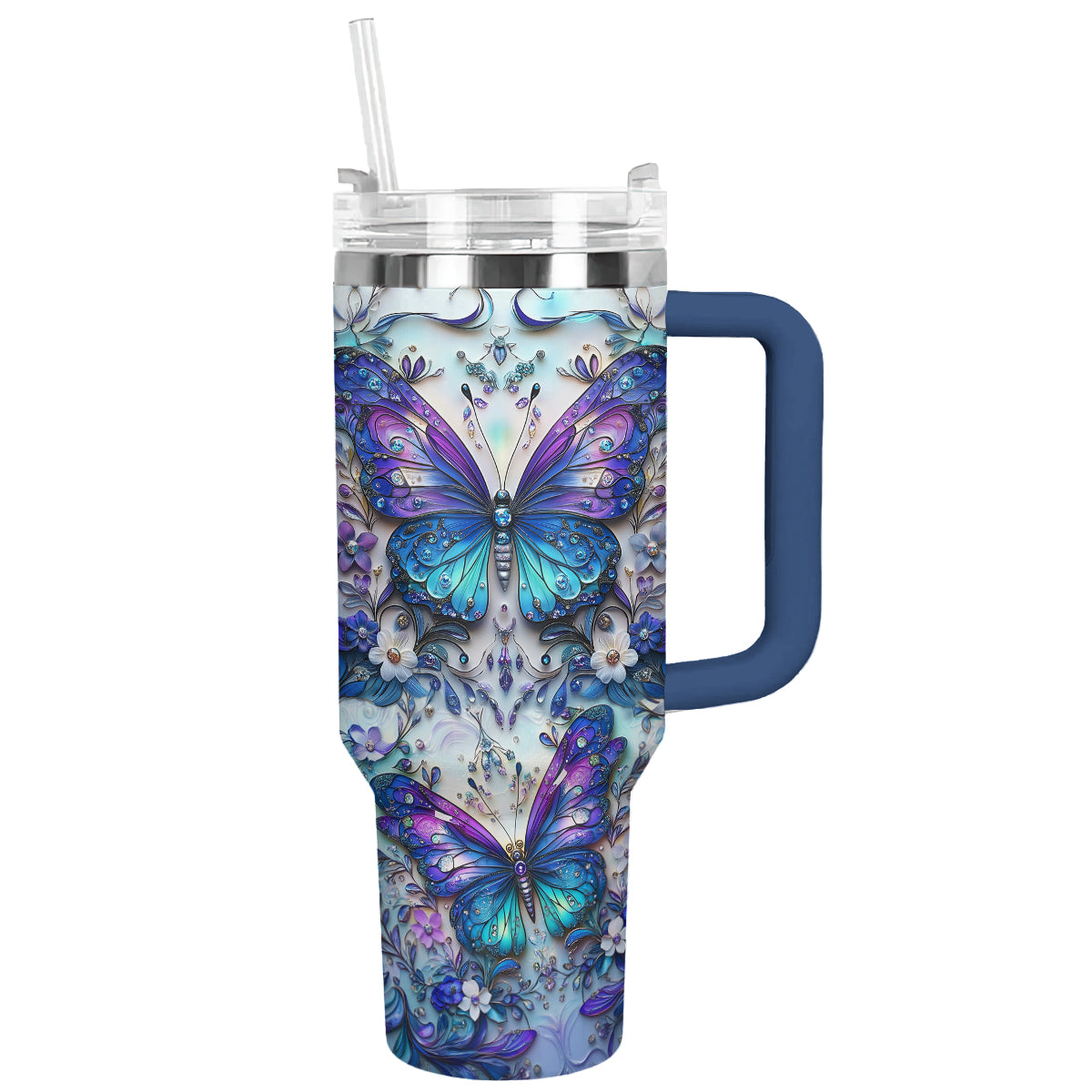 Floral And Butterfly Custom Stanley Cup 40 oz 30 oz Tumbler With HandleTVC2301289