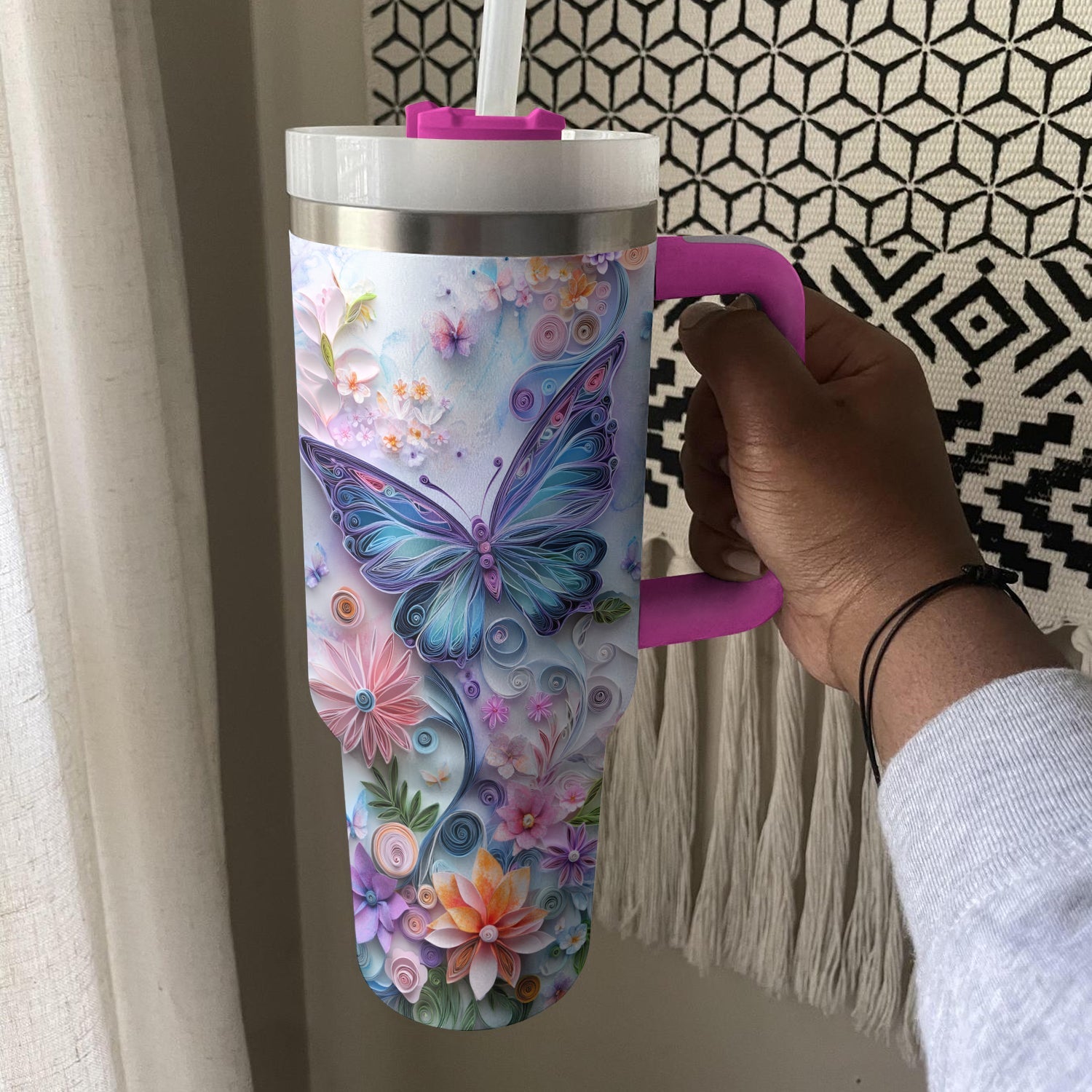 Floral And Butterfly Custom Stanley Cup 40 oz 30 oz Tumbler With HandleTVC2301289 - Image 2