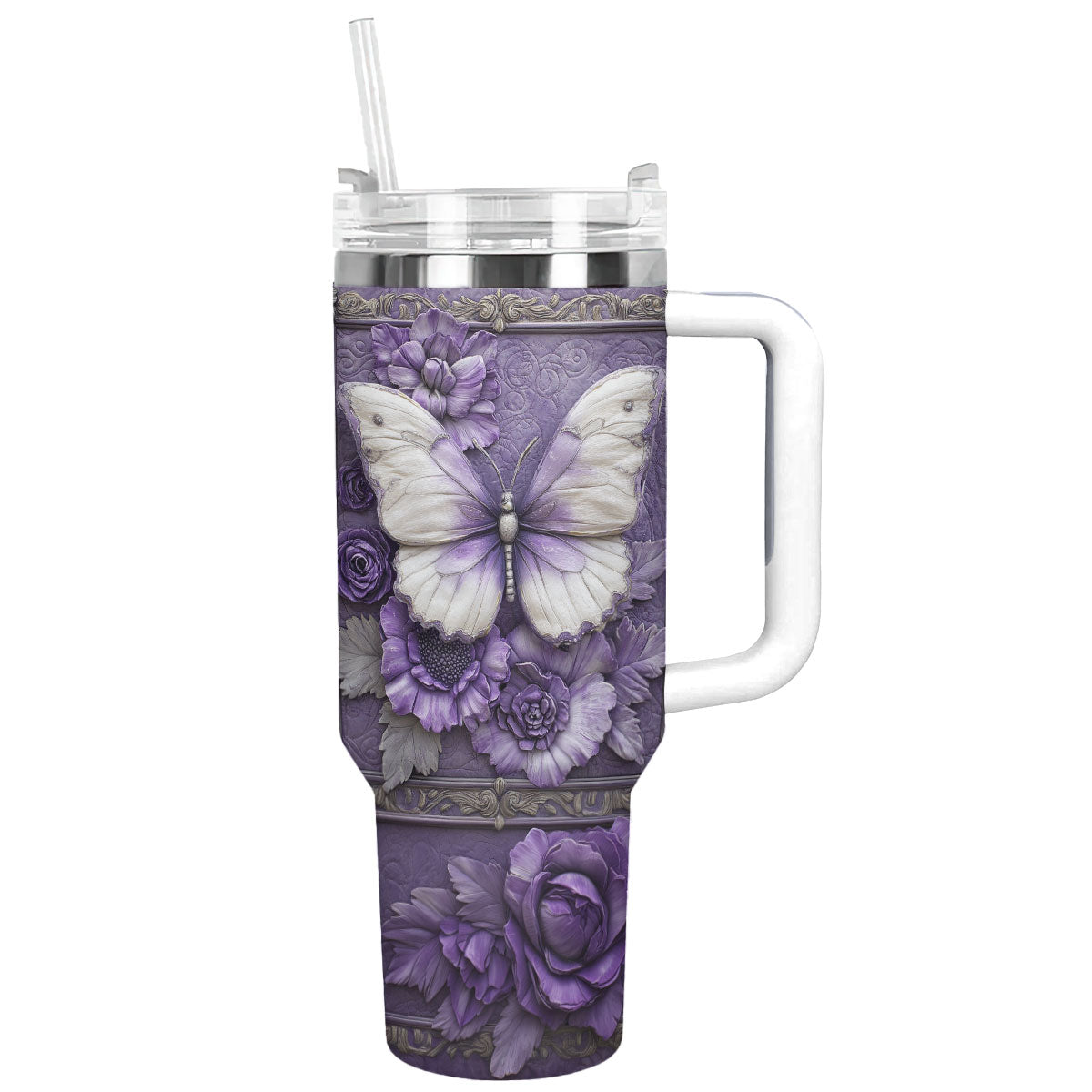 Floral And Butterfly Custom Stanley Cup 40 oz 30 oz Tumbler With HandleTVC2301290