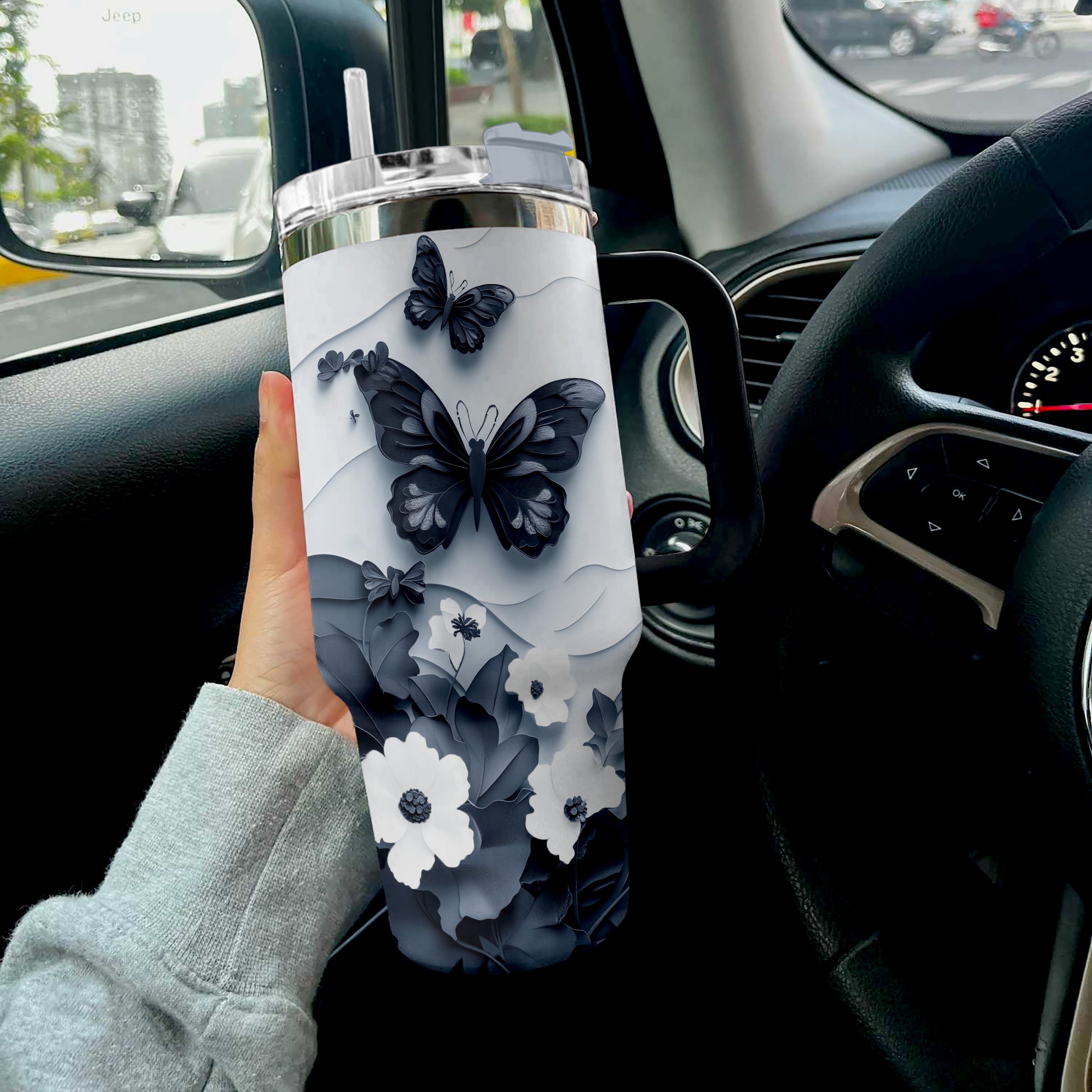 Floral And Butterfly Custom Stanley Cup 40 oz 30 oz Tumbler With HandleTVC2301290 - Image 2