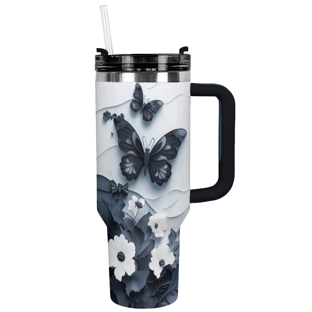 Floral And Butterfly Custom Stanley Cup 40 oz 30 oz Tumbler With HandleTVC2301290
