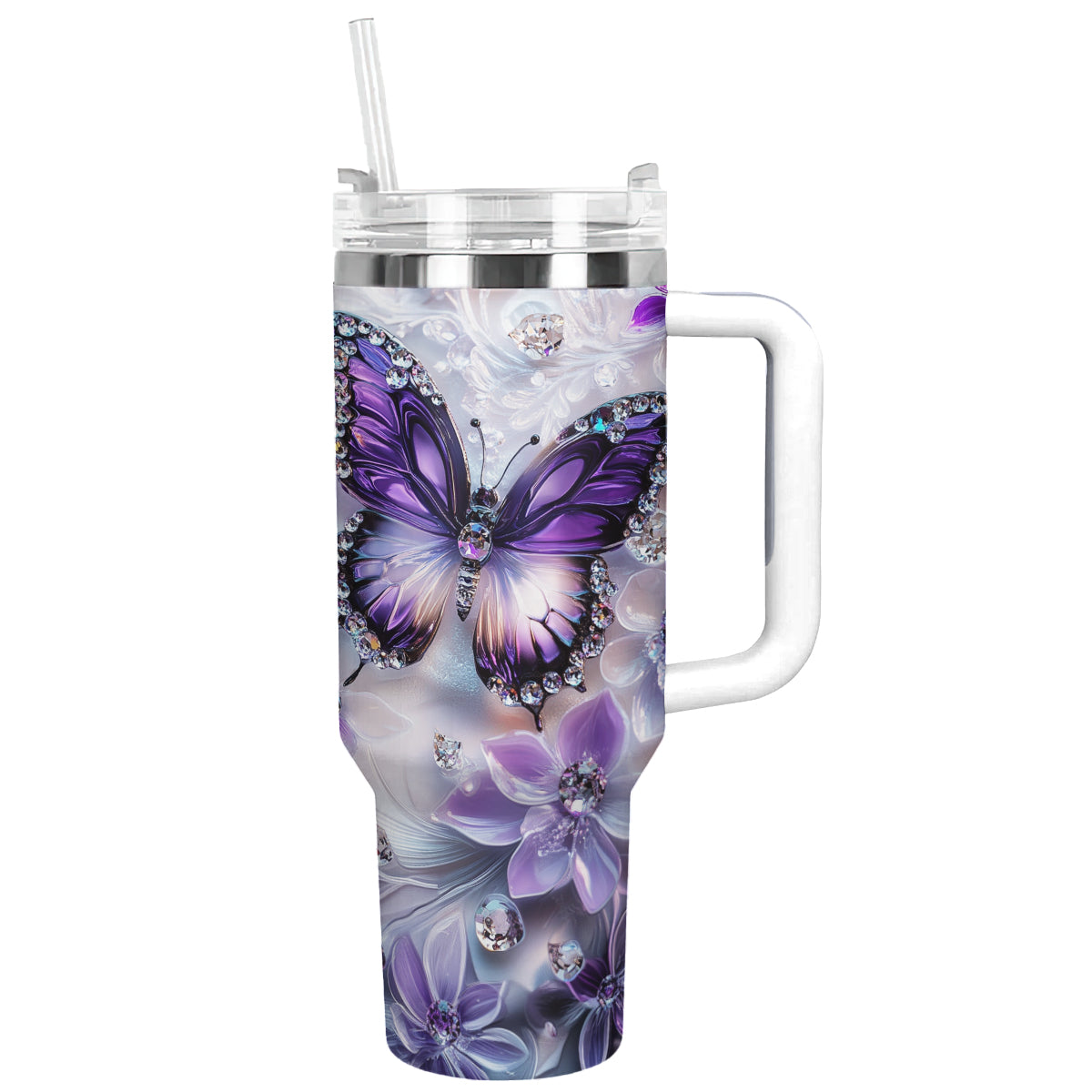 Floral And Butterfly Custom Stanley Cup 40 oz 30 oz Tumbler With HandleTVC2301298
