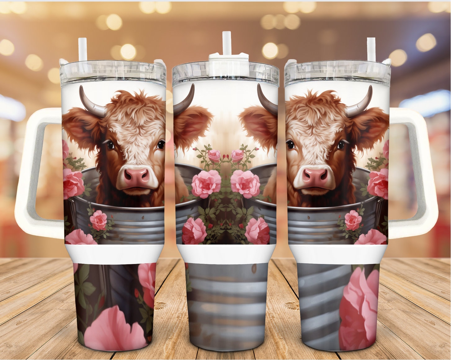 Floral Baby Cow Custom Stanley Cup 40 oz 30 oz Tumbler With HandleTVC2301938