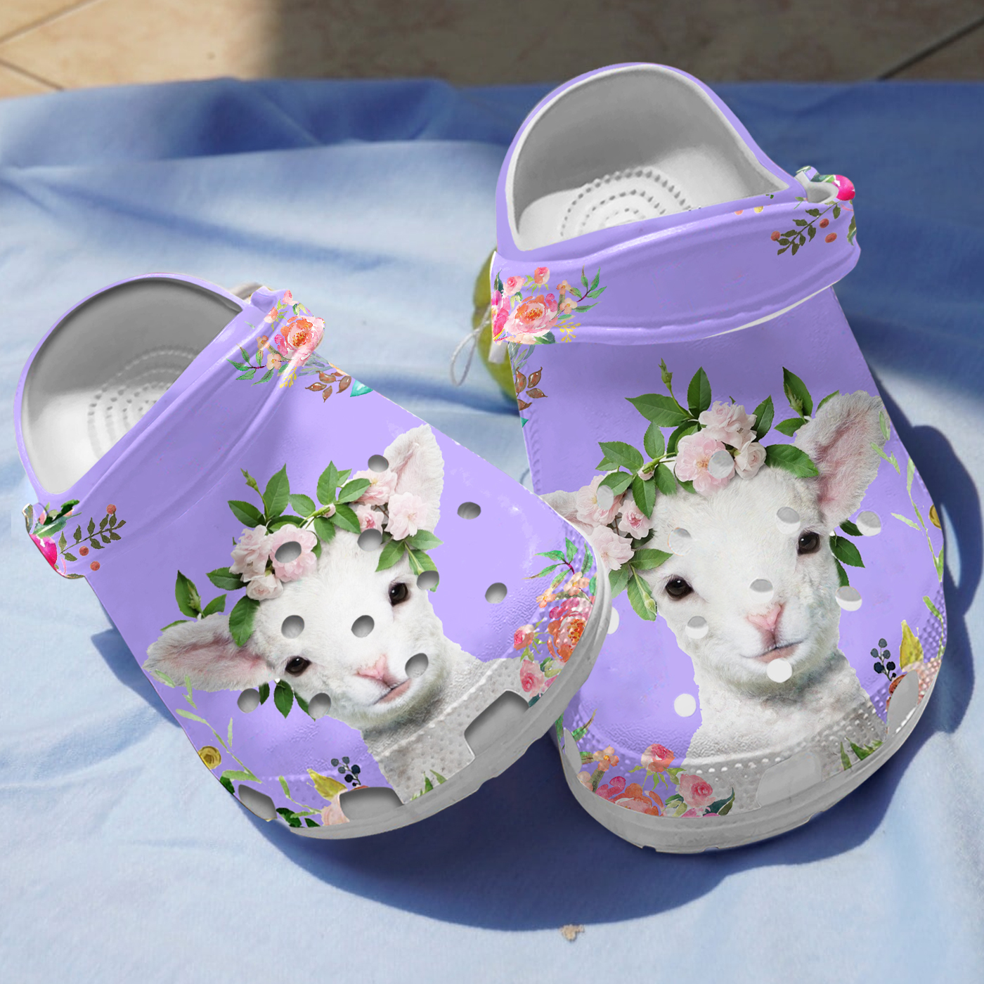 Floral Baby Lamb Crocs Crocband Clogs Shoes Comfortable For Men Women and Kids