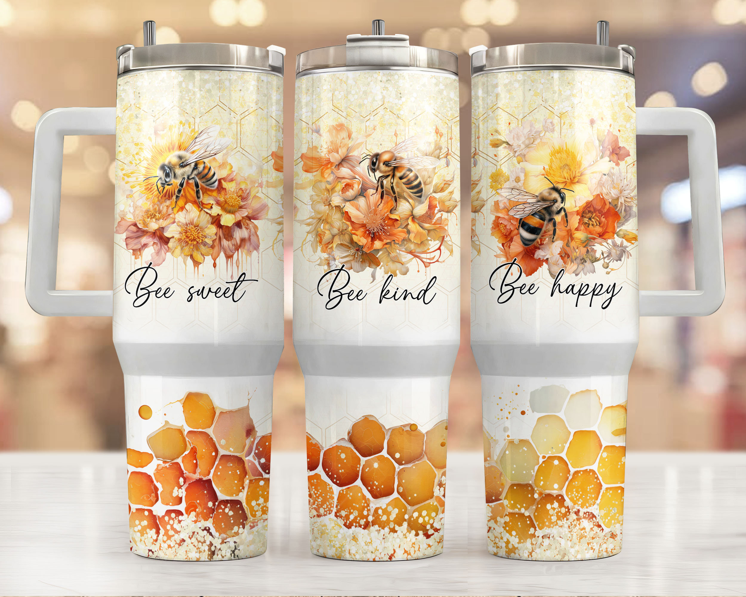 Floral Bee Custom Stanley Cup 40 oz 30 oz Tumbler With HandleTVC2301956