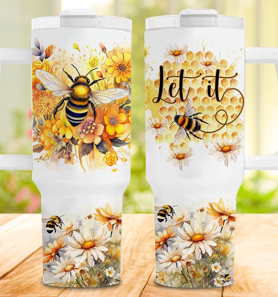 Floral Bees Honeycomb Custom Stanley Cup 40 oz 30 oz Tumbler With HandleTVC2301960