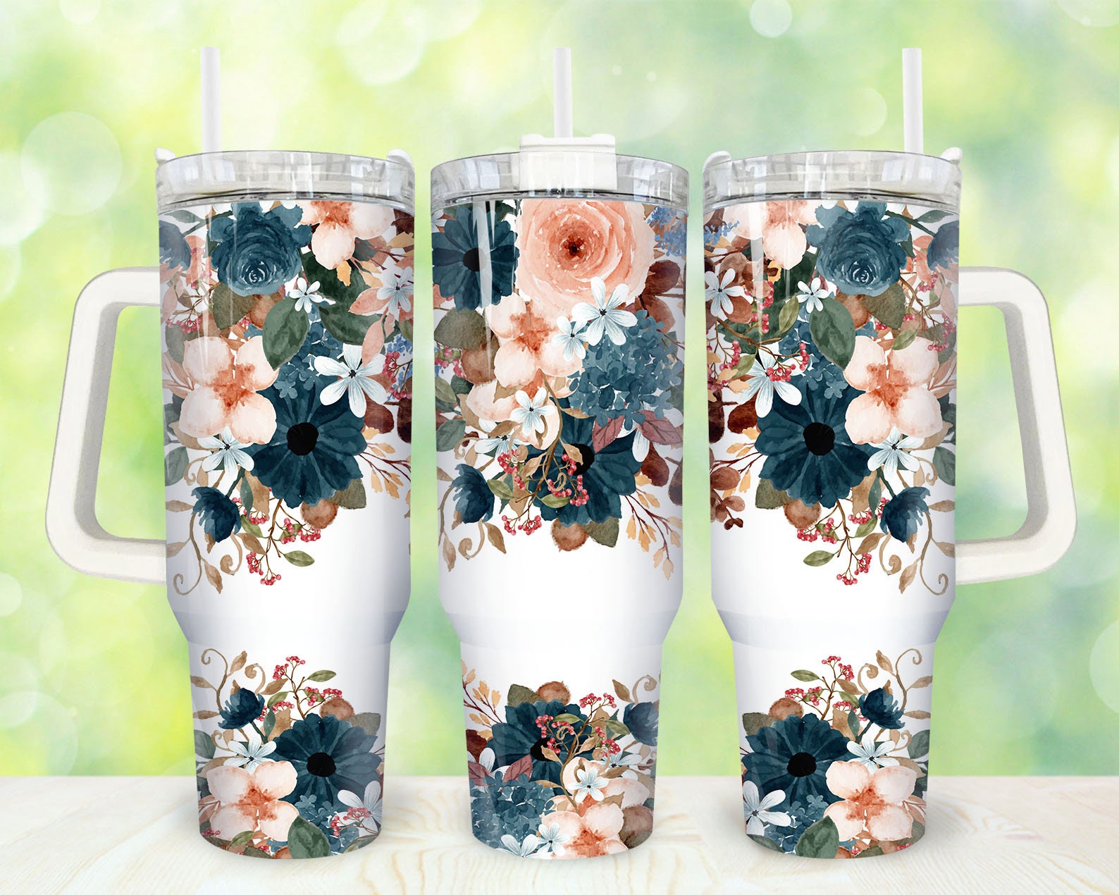 Floral Berries Custom Stanley Cup 40 oz 30 oz Tumbler With HandleTVC2301871