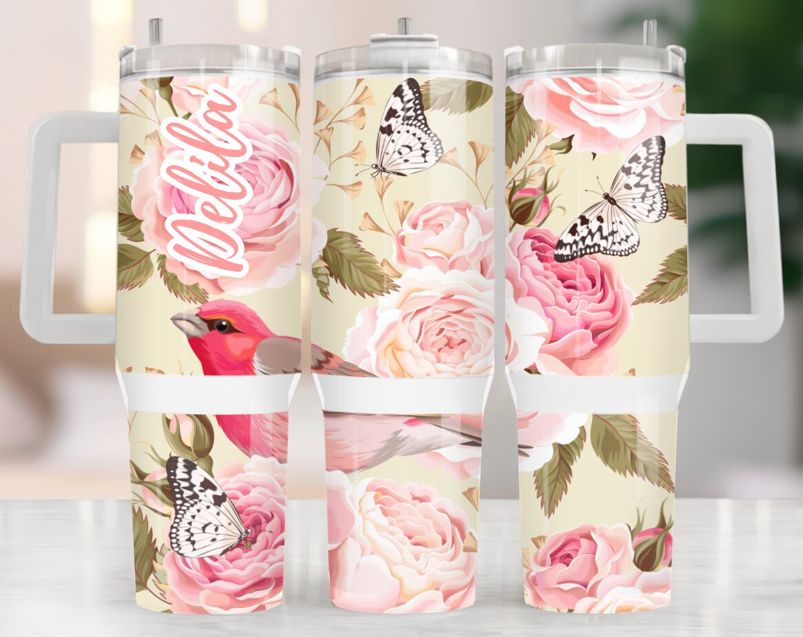 Floral Bird Butterflies Custom Stanley Cup 40 oz 30 oz Tumbler With HandleTVC2301972