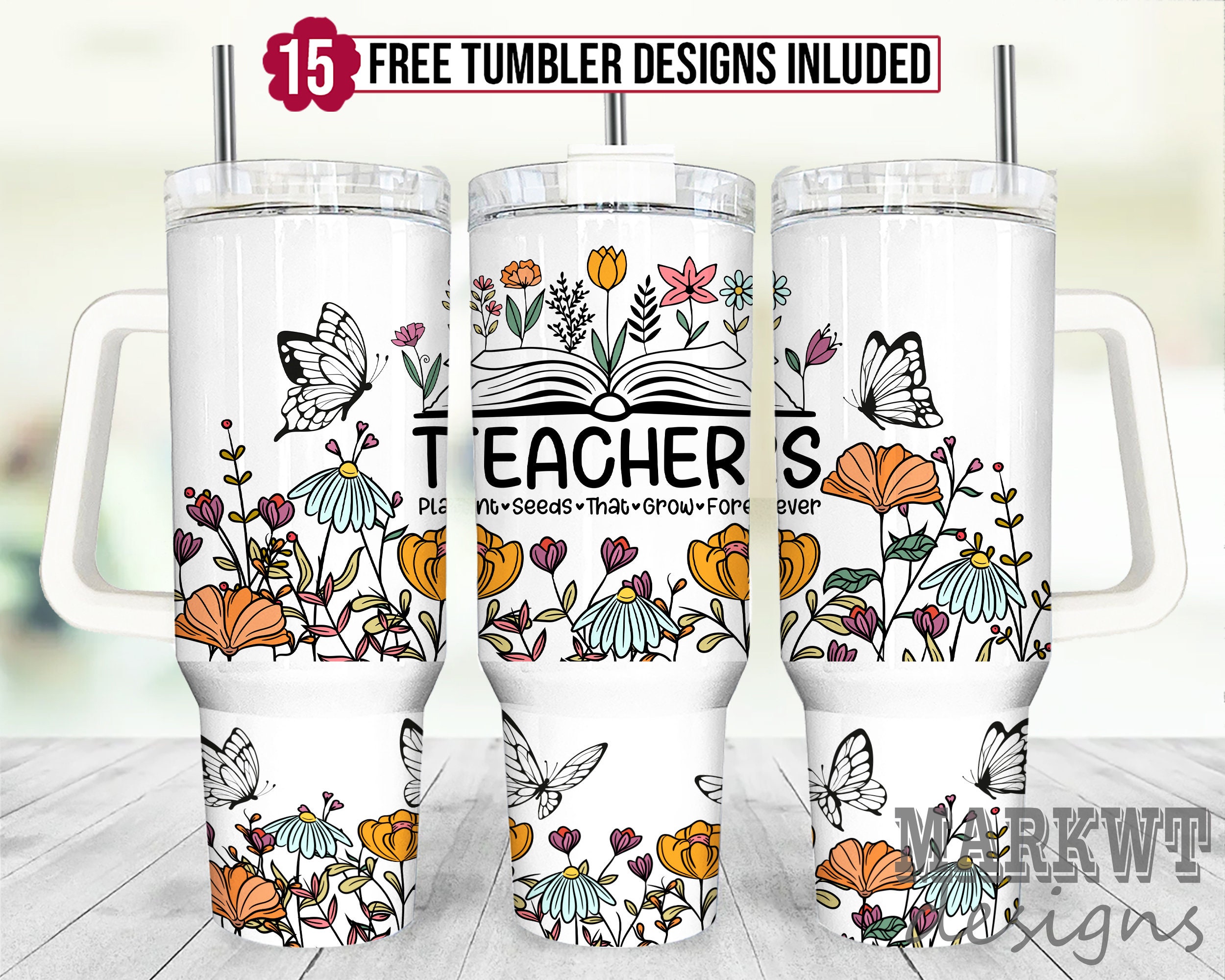 Floral Book Gift for Teacher Custom Stanley Cup 40 oz 30 oz Tumbler With HandleTVC2301956
