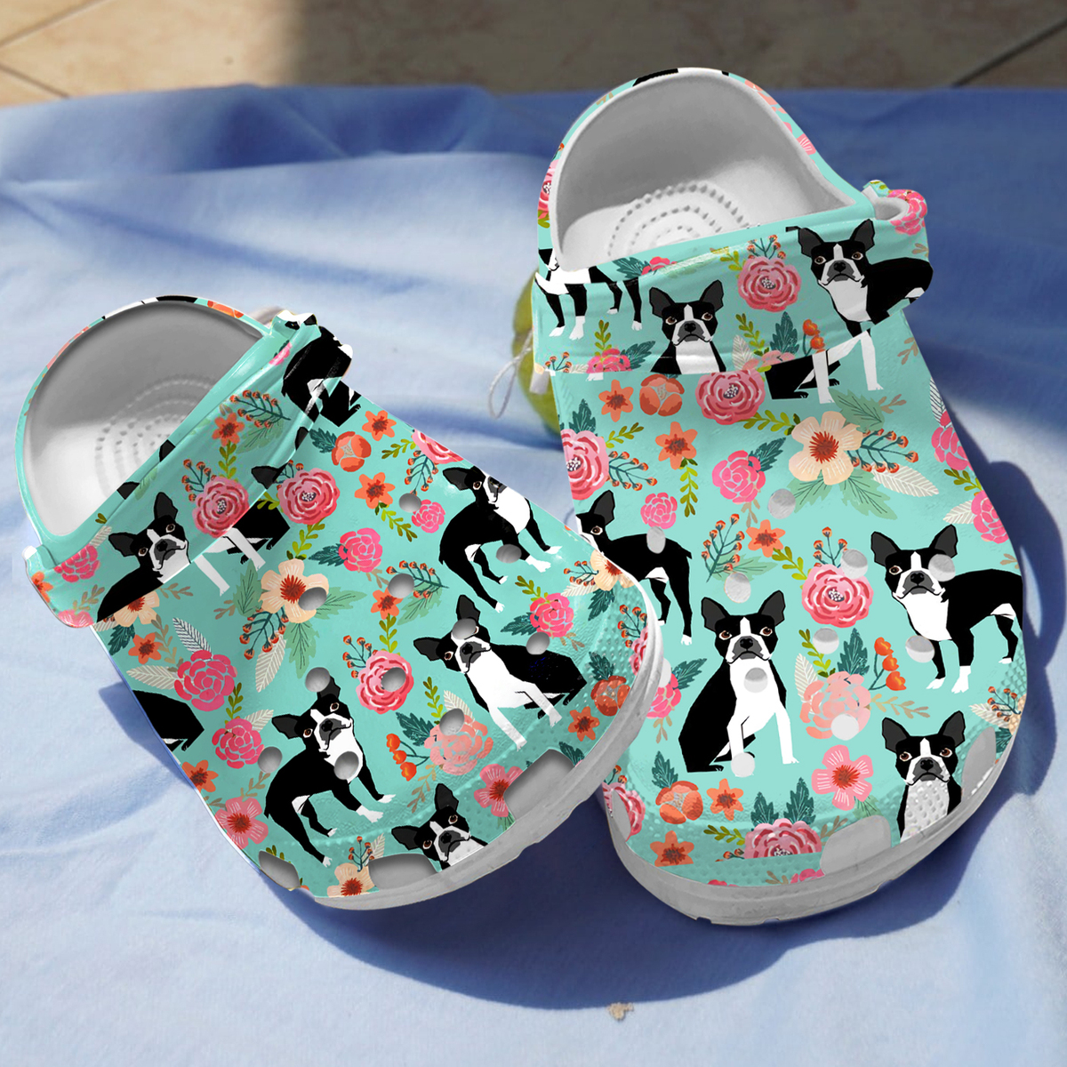 Floral Boston Terriers Animal Crocs Crocband Clogs Shoes Comfortable For Men Women and Kids
