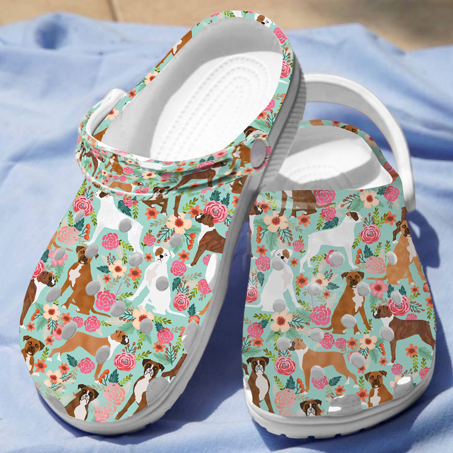 Floral Boxer Dog Animal Crocs Crocband Clogs Shoes Comfortable For Men Women and Kids