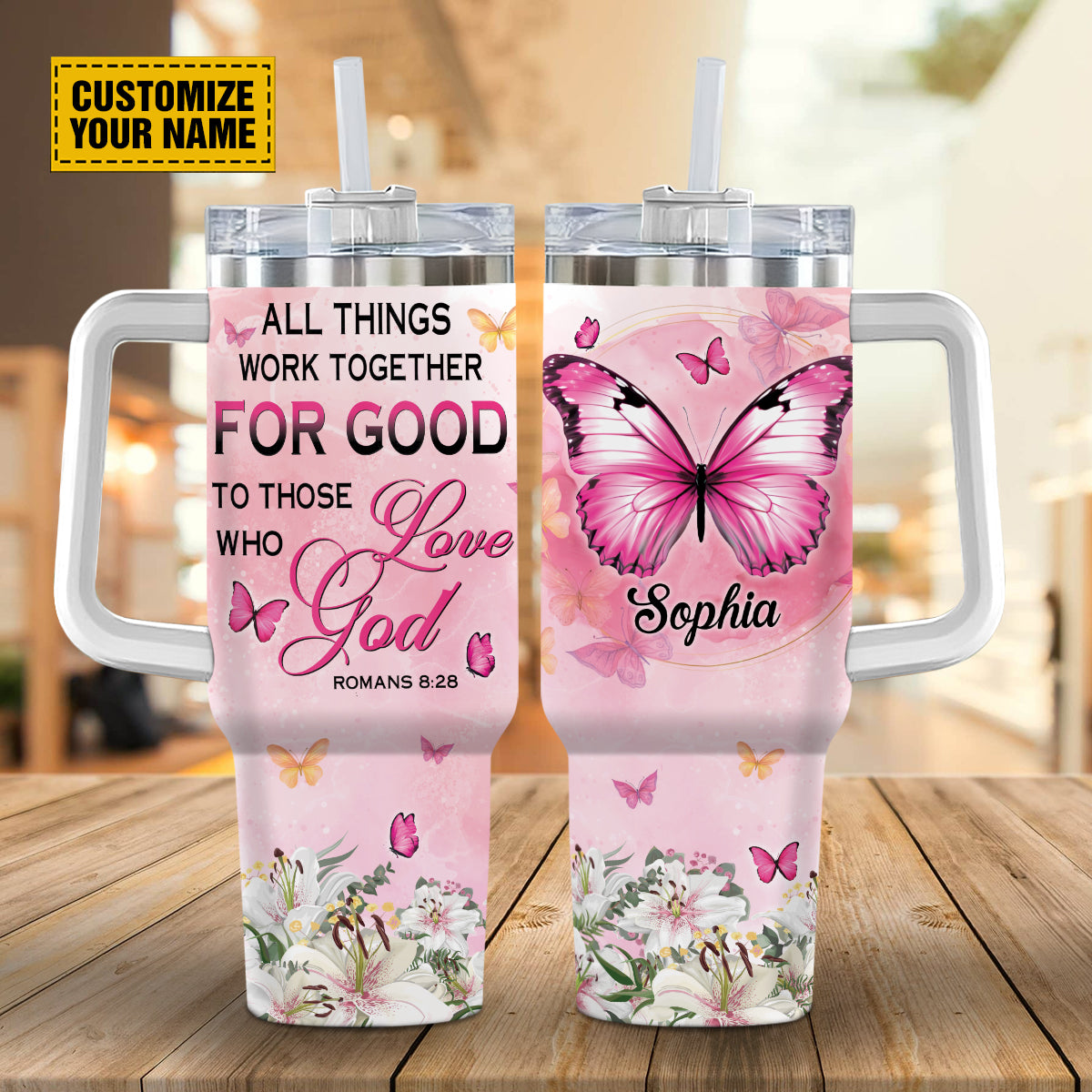 Floral Butterfly God Custom Stanley Cup 40 oz 30 oz Tumbler With HandleTVC2301693 - Image 2