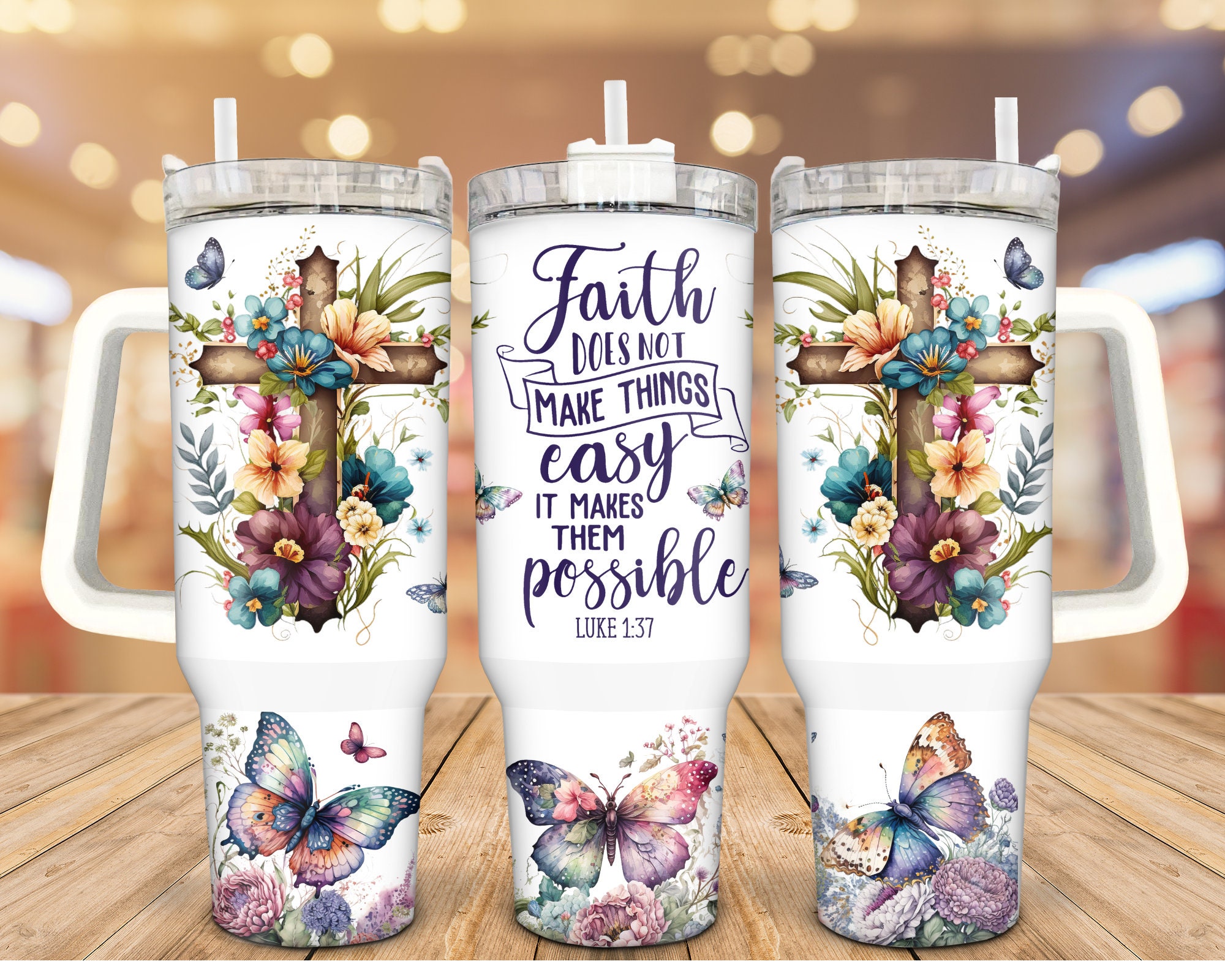 Floral Butterfly Peaceful Scene Custom Stanley Cup 40 oz 30 oz Tumbler With HandleTVC2301937