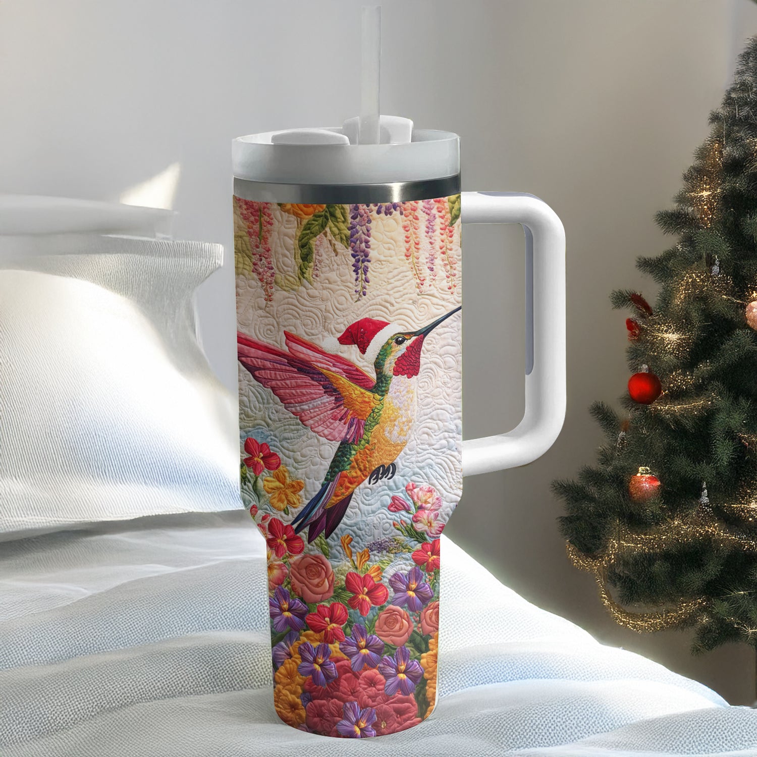 Floral Christmas Hummingbird Custom Stanley Cup 40 oz 30 oz Tumbler With HandleTVC2301484 - Image 2