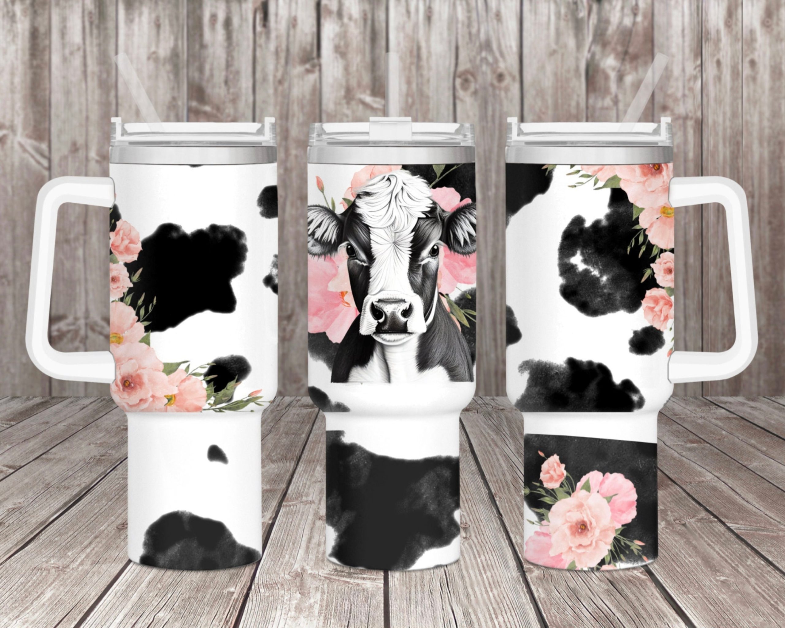 Floral Cow Custom Stanley Cup 40 oz 30 oz Tumbler With HandleTVC2301165