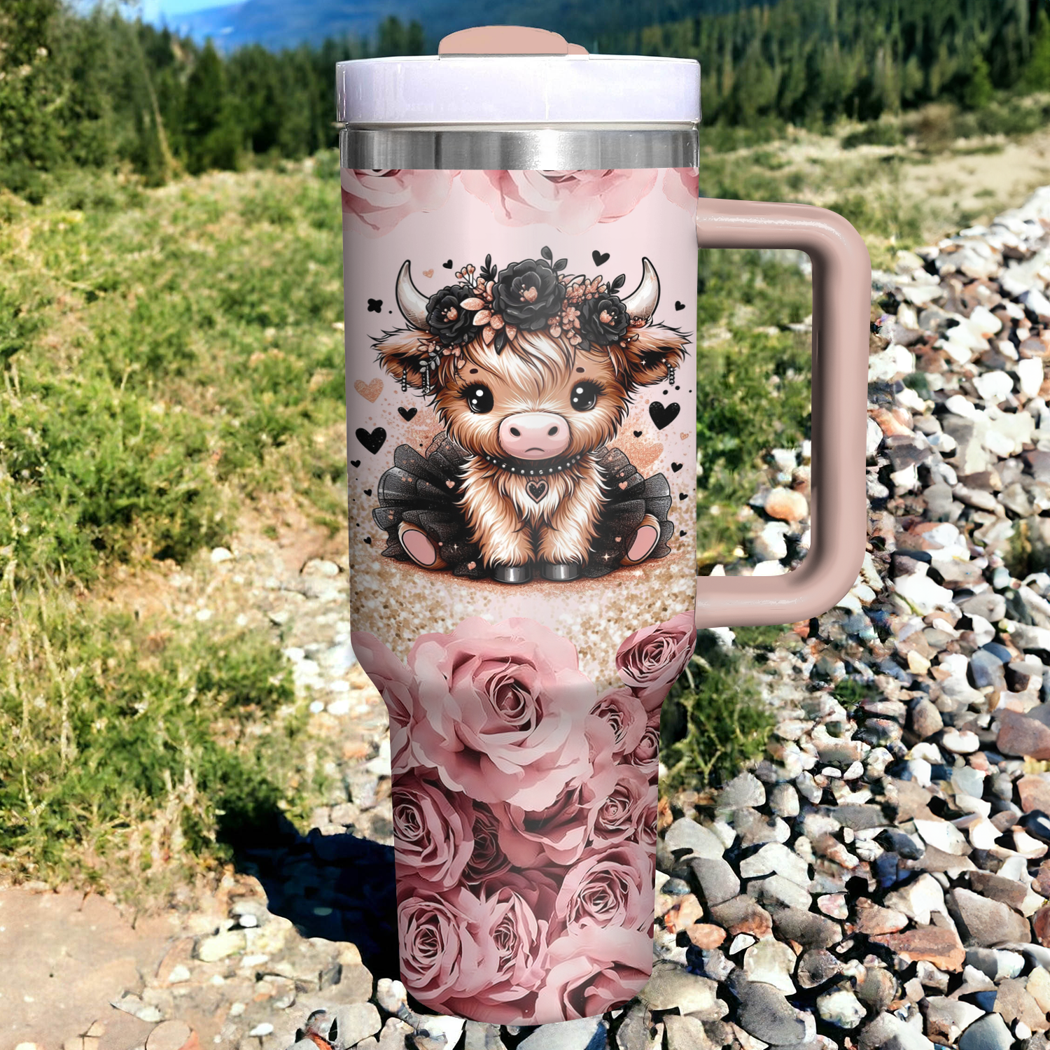 Floral Cow Custom Stanley Cup 40 oz 30 oz Tumbler With HandleTVC2301730