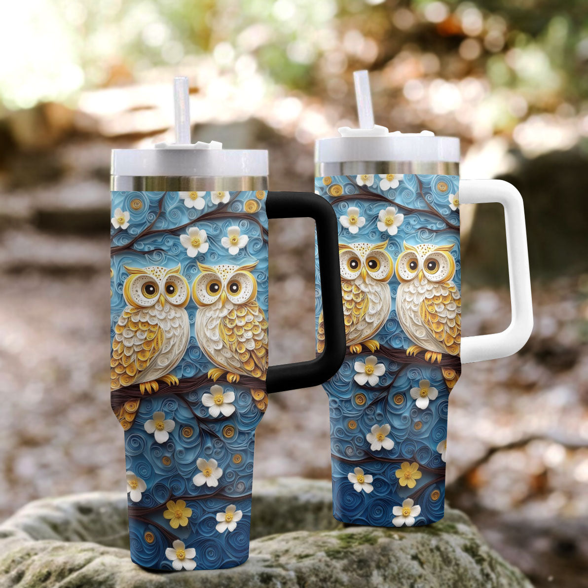 Floral Cute Owl Custom Stanley Cup 40 oz 30 oz Tumbler With HandleTVC2301293 - Image 2
