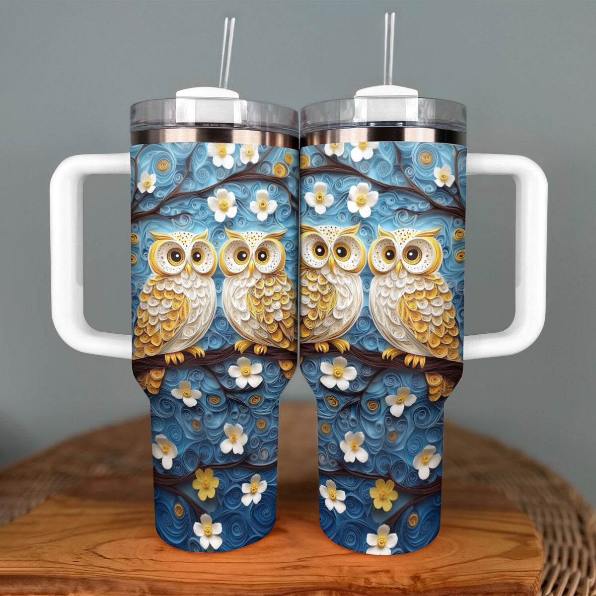 Floral Cute Owl Custom Stanley Cup 40 oz 30 oz Tumbler With HandleTVC2301293 - Image 4