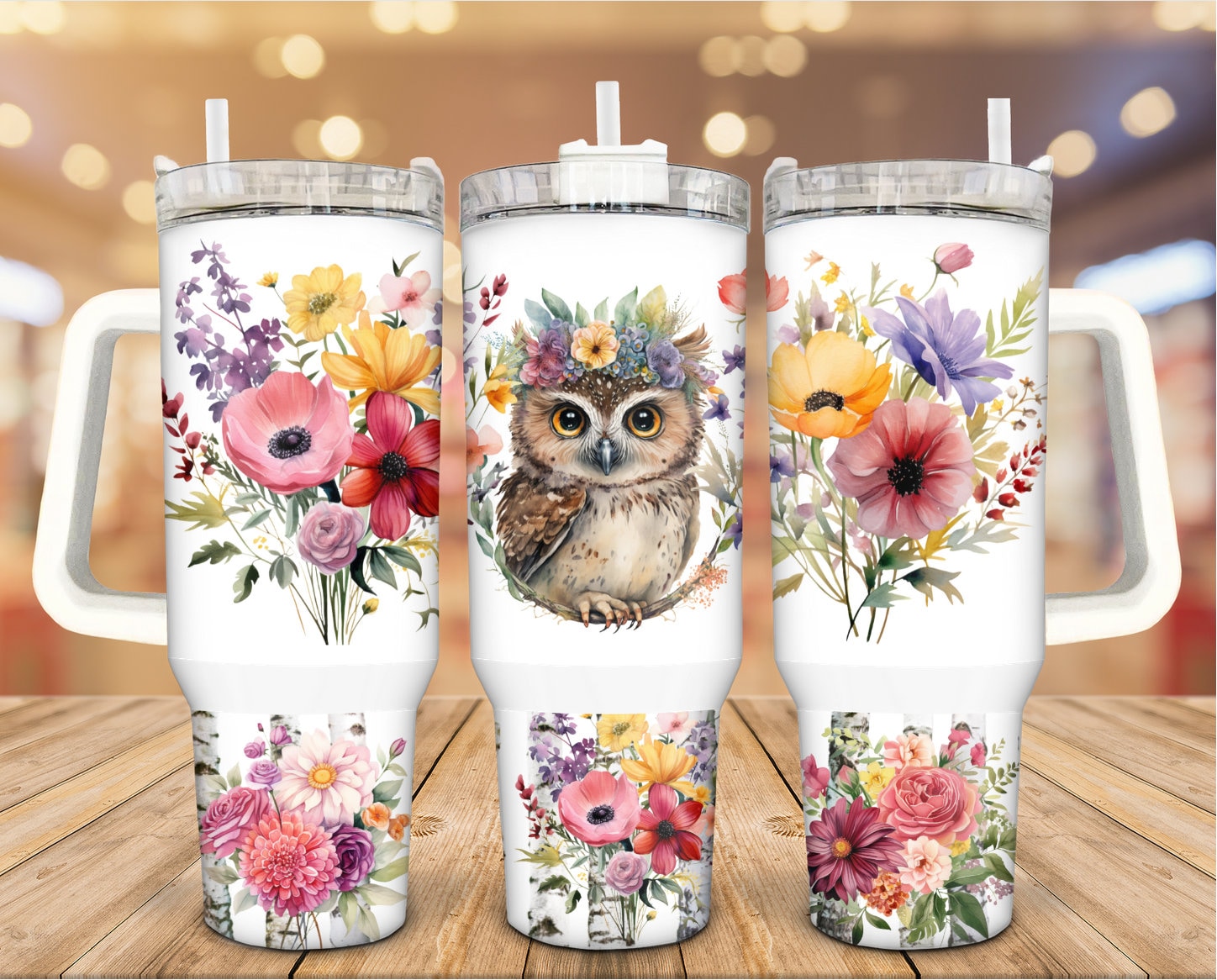 Floral Cute Owl Custom Stanley Cup 40 oz 30 oz Tumbler With HandleTVC2301935