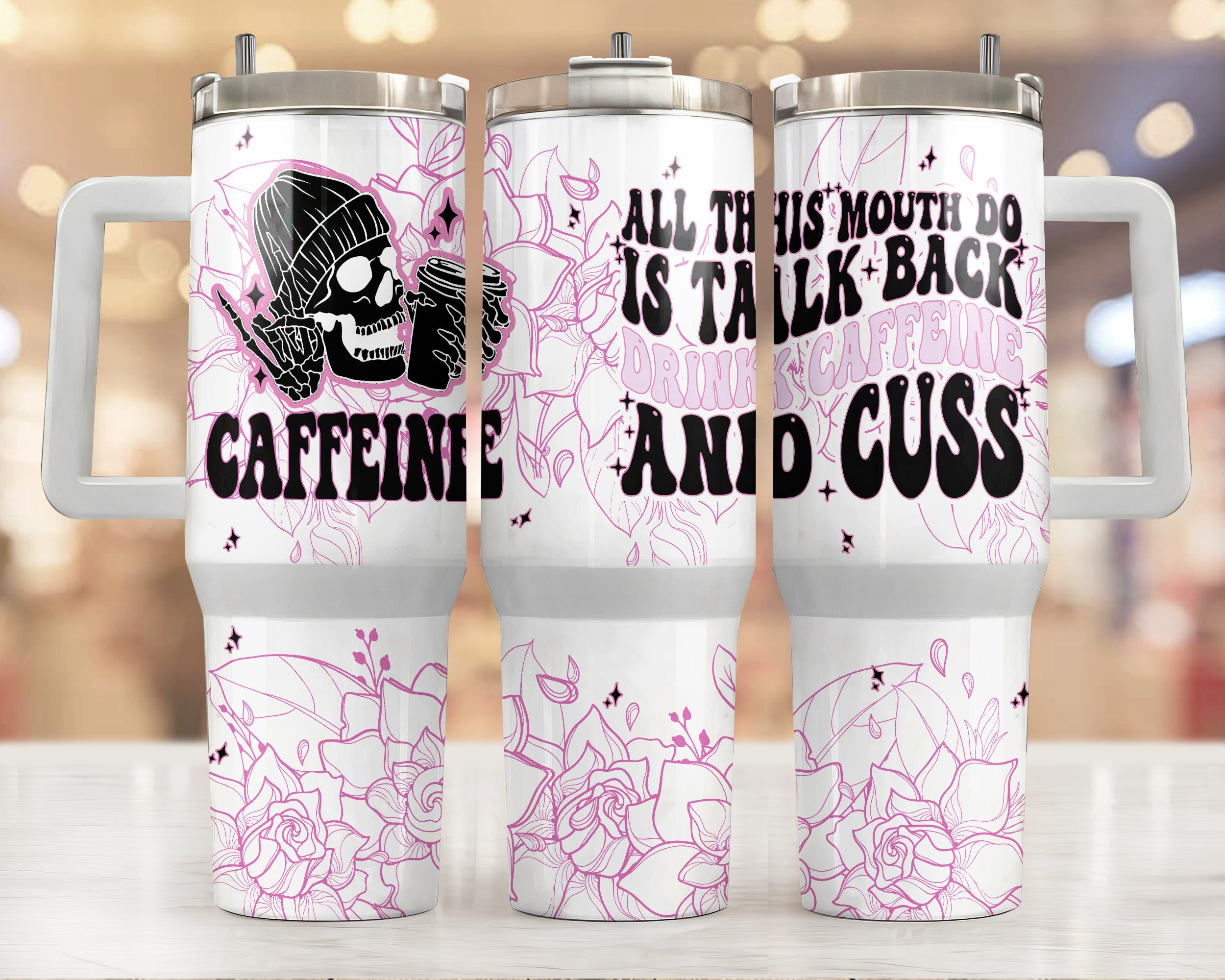 Floral Cute Skull Custom Stanley Cup 40 oz 30 oz Tumbler With HandleTVC2301955