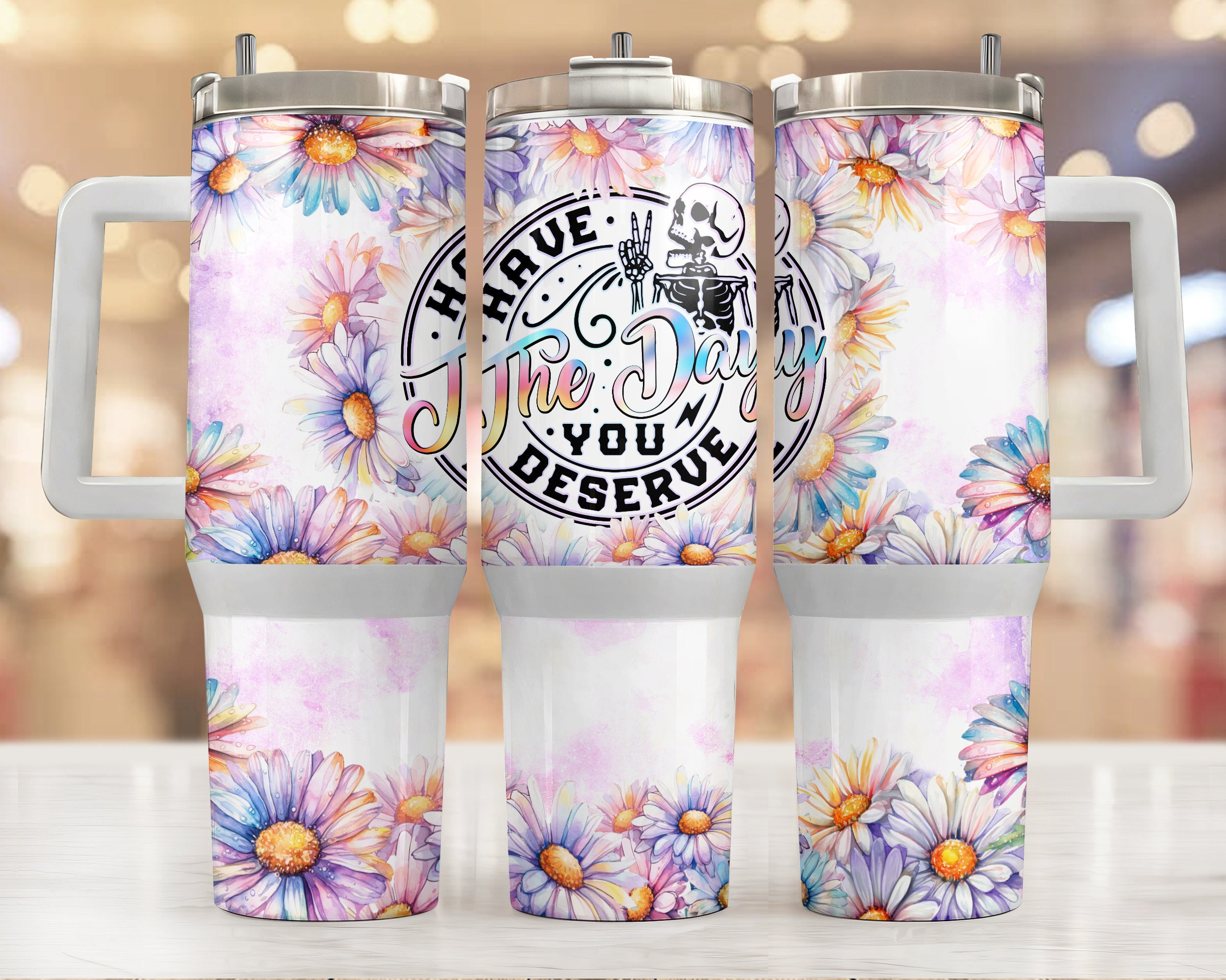 Floral Cute Skull Custom Stanley Cup 40 oz 30 oz Tumbler With HandleTVC2301955