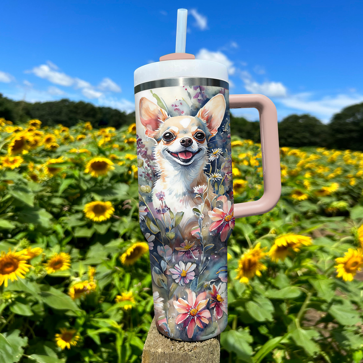 Floral Dog Custom Stanley Cup 40 oz 30 oz Tumbler With HandleTVC2301729