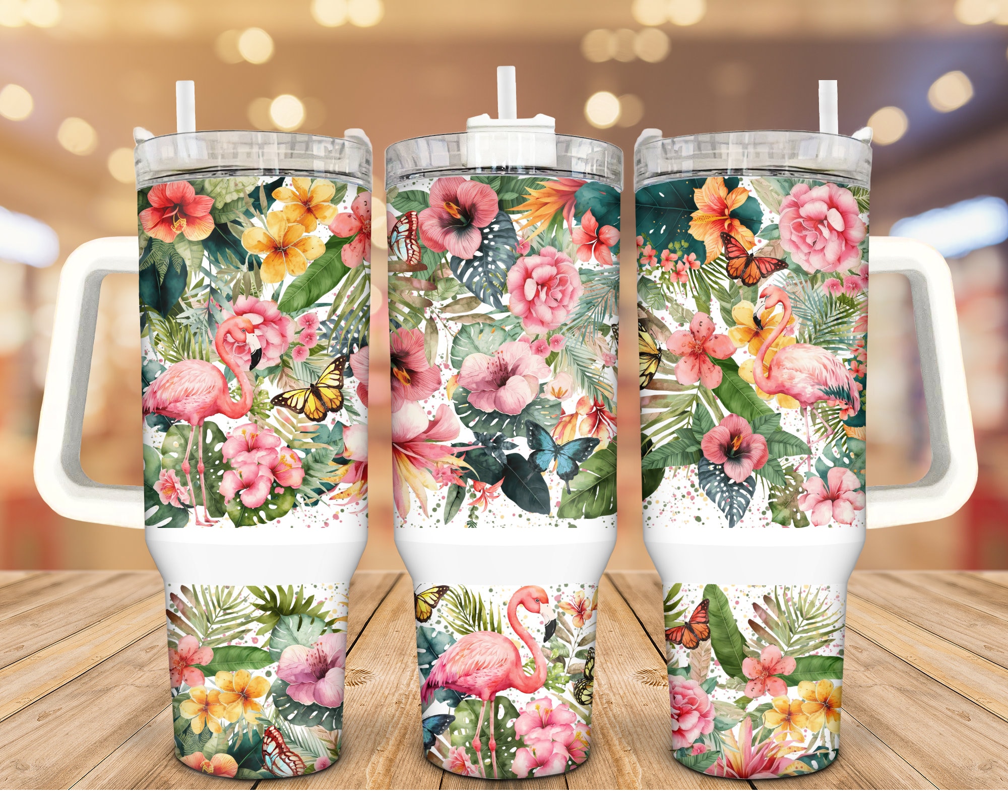 Floral Flamingo Custom Stanley Cup 40 oz 30 oz Tumbler With HandleTVC2301939