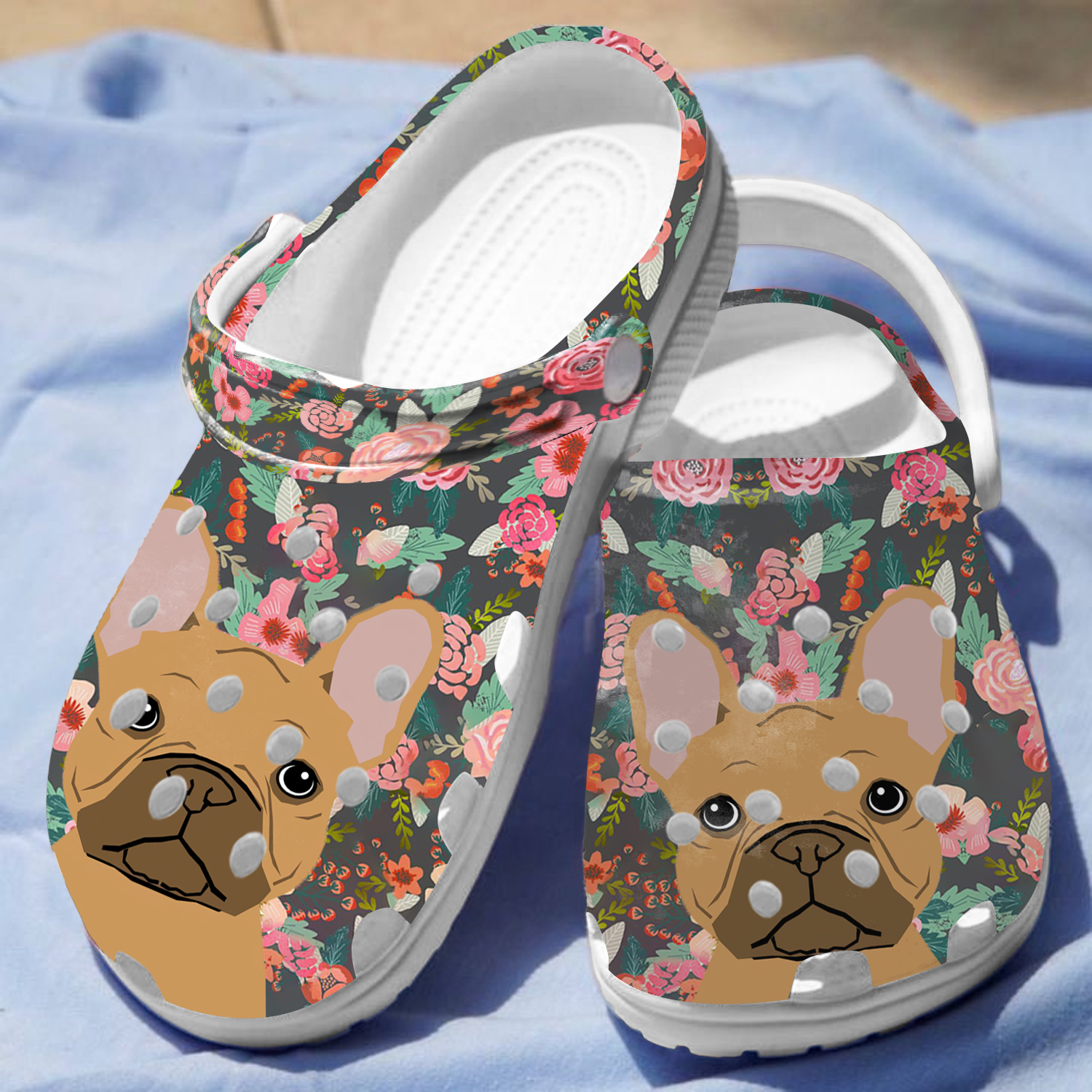 Floral French Bull Dog Crocs Crocband Clogs Shoes Comfortable For Men Women and Kids