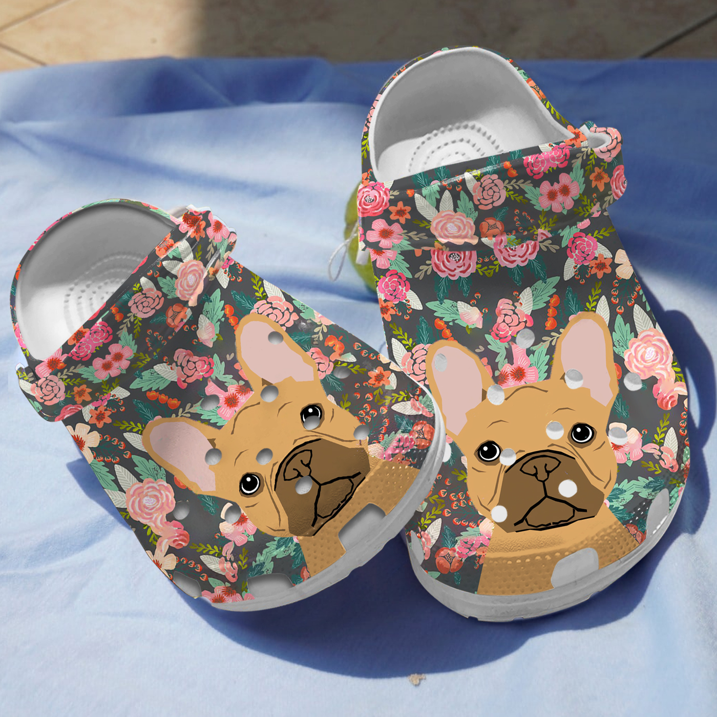 Floral French Bulldog Crocs Crocband Clogs Shoes Comfortable For Men Women and Kids