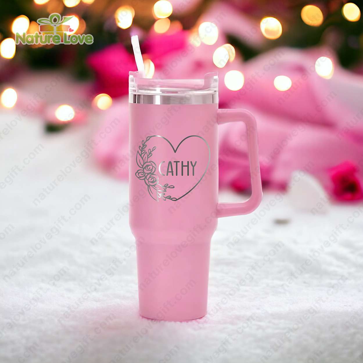 Floral Heart Valentine Gift Custom Stanley Cup 40 oz 30 oz Tumbler With HandleTVC2301904