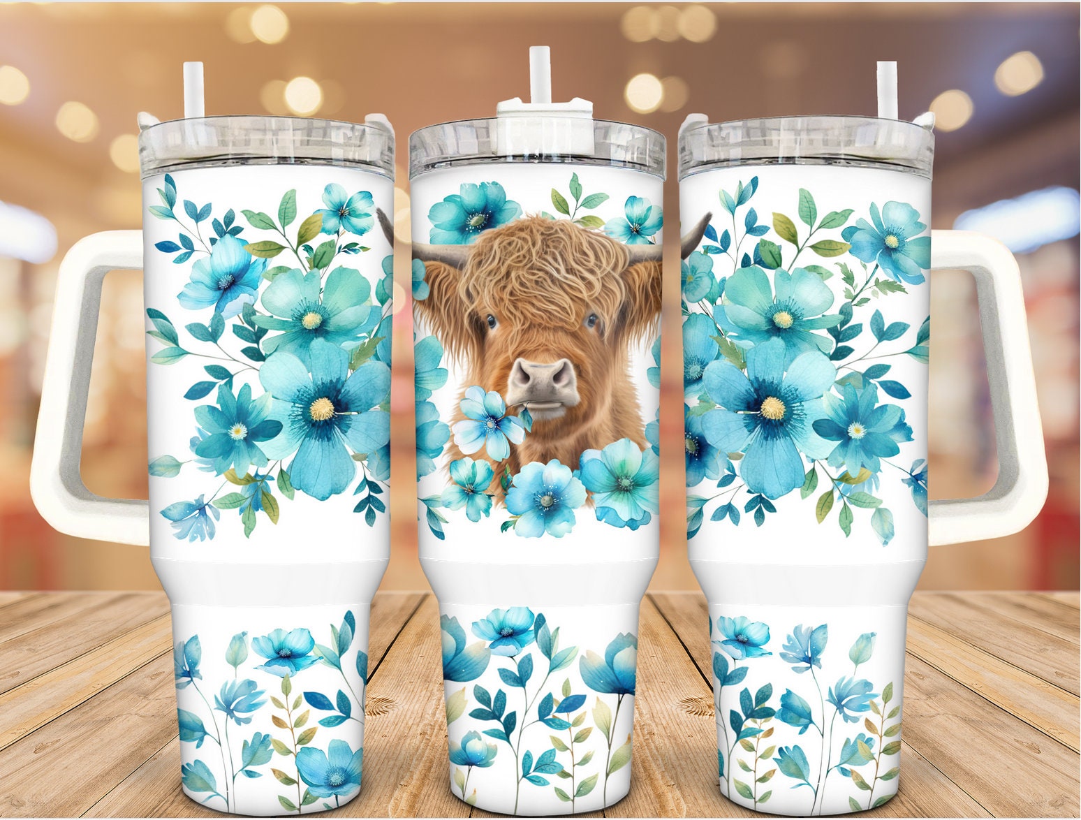 Floral Highland Cow Custom Stanley Cup 40 oz 30 oz Tumbler With HandleTVC2301936