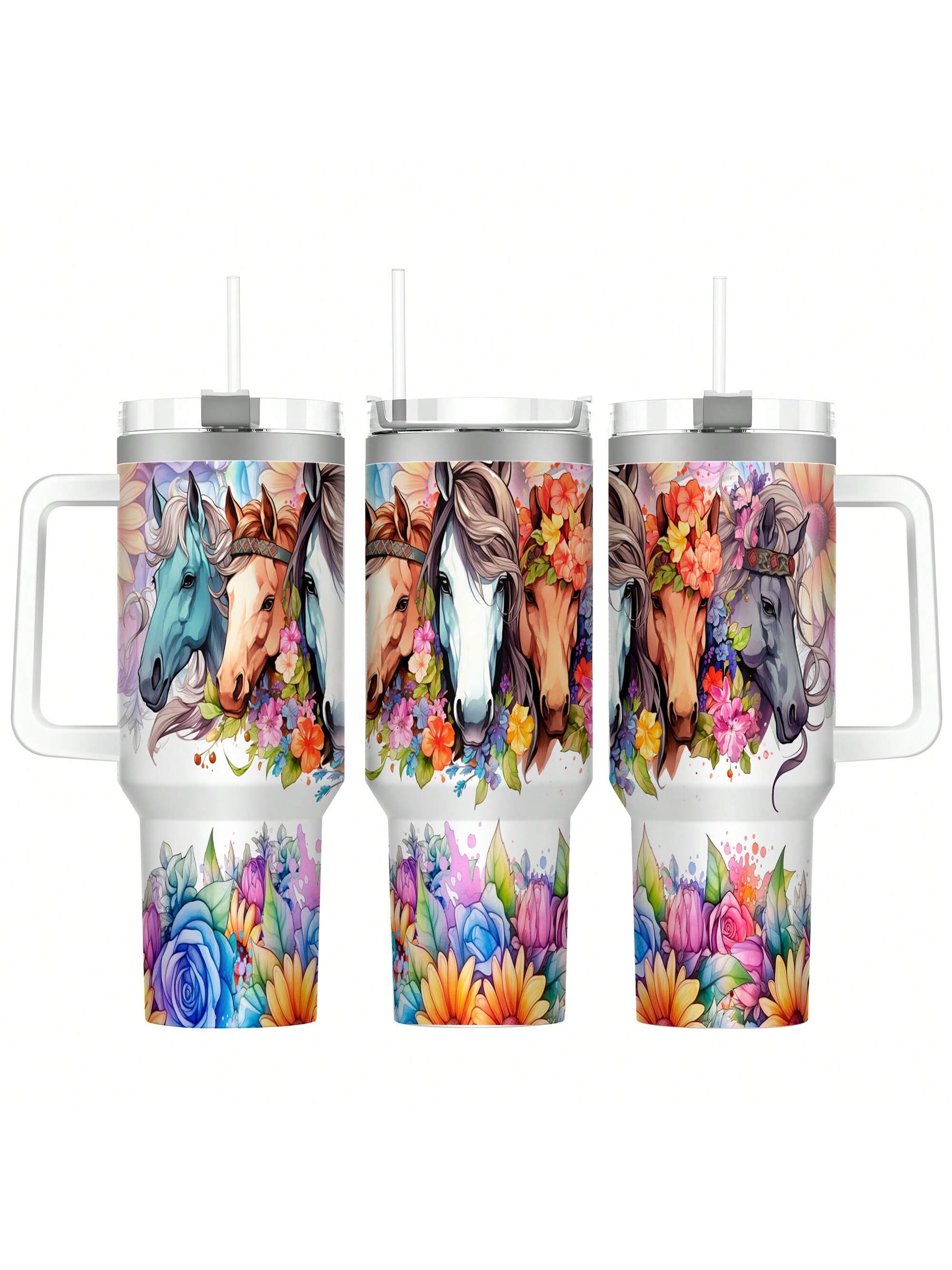 Floral Horse Lover’s Custom Stanley Cup 40 oz 30 oz Tumbler With HandleTVC2301649