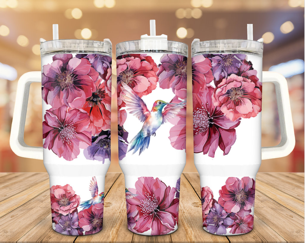 Floral Hummingbird Custom Stanley Cup 40 oz 30 oz Tumbler With HandleTVC2301939