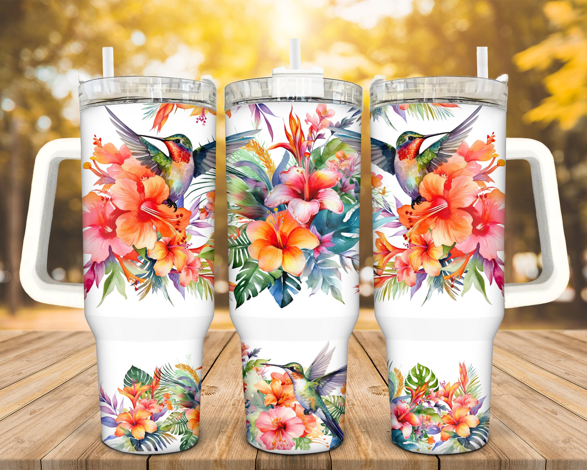 Floral Hummingbird Custom Stanley Cup 40 oz 30 oz Tumbler With HandleTVC2301940